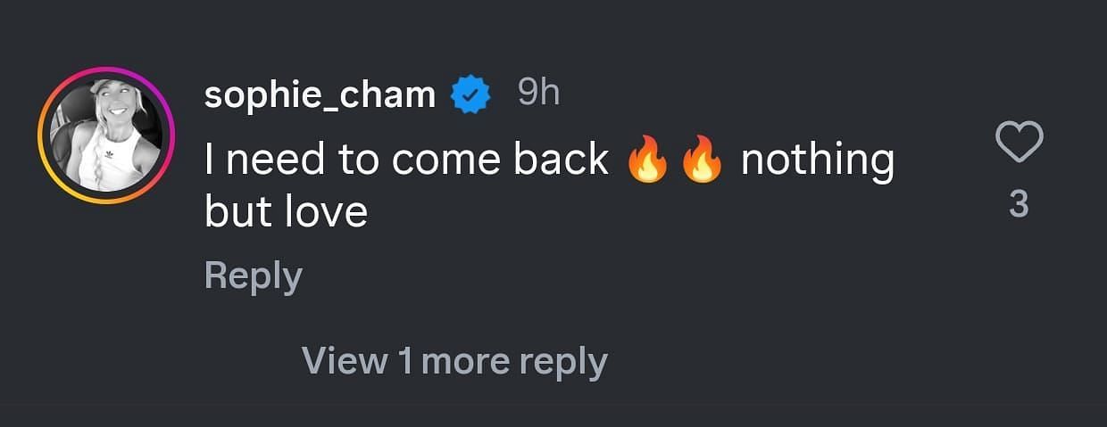 Sophie Cunningham’s comment on Instagram.